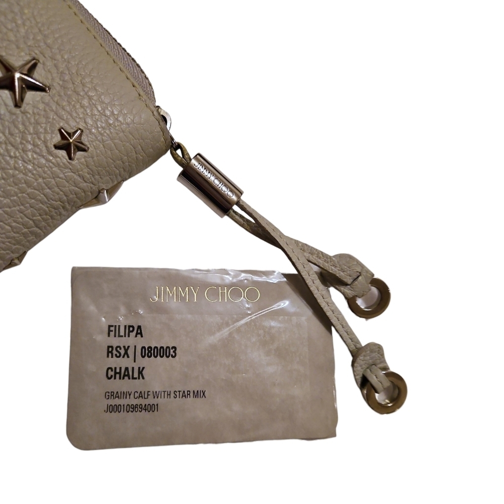 Jimmy Choo Filipa Cream Star-Studded Long Zip-around Wallet, Dust Cover, COA - Picture 5 of 8